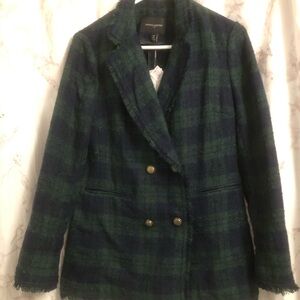 Banana Republic Navy and Green Tartan Plaid Blazer